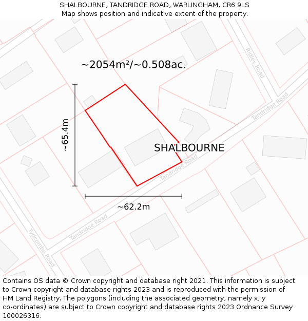 SHALBOURNE, TANDRIDGE ROAD, WARLINGHAM, CR6 9LS: Plot and title map