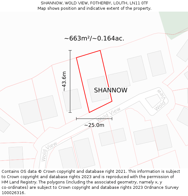 SHANNOW, WOLD VIEW, FOTHERBY, LOUTH, LN11 0TF: Plot and title map