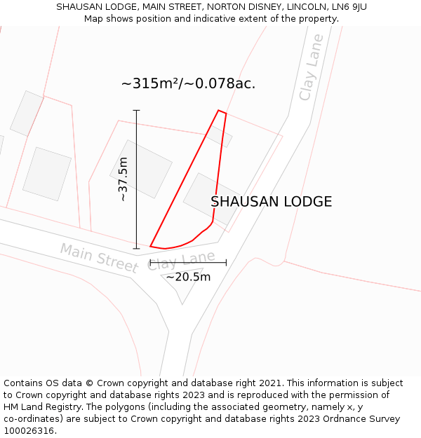 SHAUSAN LODGE, MAIN STREET, NORTON DISNEY, LINCOLN, LN6 9JU: Plot and title map