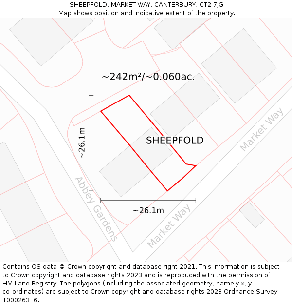 SHEEPFOLD, MARKET WAY, CANTERBURY, CT2 7JG: Plot and title map