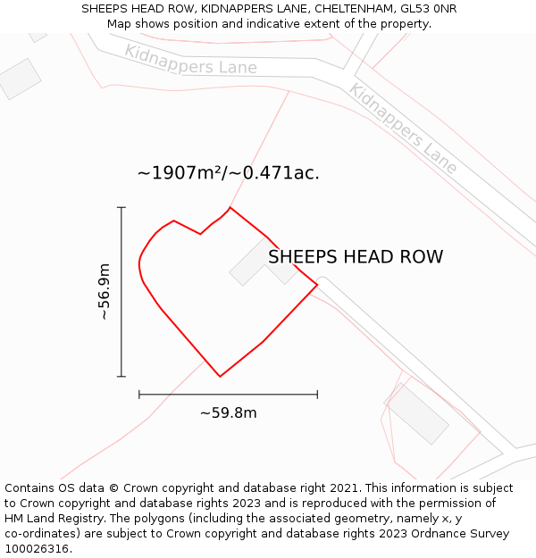 SHEEPS HEAD ROW, KIDNAPPERS LANE, CHELTENHAM, GL53 0NR: Plot and title map