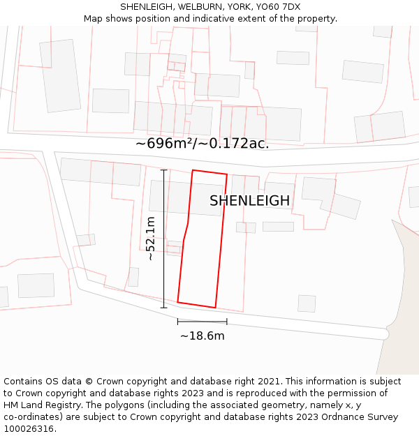 SHENLEIGH, WELBURN, YORK, YO60 7DX: Plot and title map