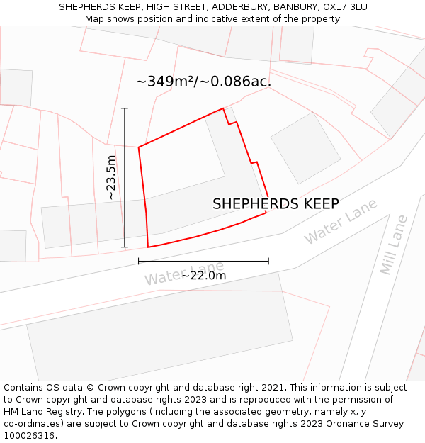 SHEPHERDS KEEP, HIGH STREET, ADDERBURY, BANBURY, OX17 3LU: Plot and title map