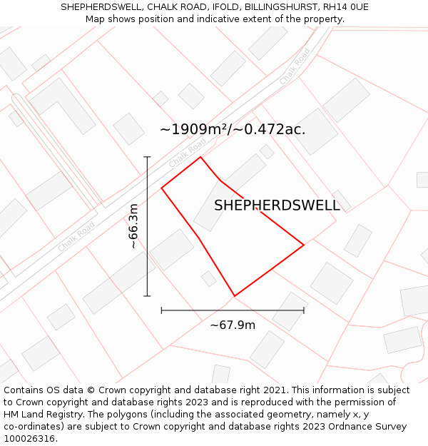 SHEPHERDSWELL, CHALK ROAD, IFOLD, BILLINGSHURST, RH14 0UE: Plot and title map