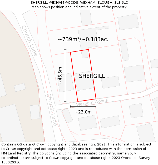 SHERGILL, WEXHAM WOODS, WEXHAM, SLOUGH, SL3 6LQ: Plot and title map