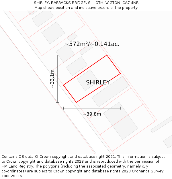 SHIRLEY, BARRACKS BRIDGE, SILLOTH, WIGTON, CA7 4NR: Plot and title map