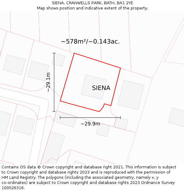 SIENA, CRANWELLS PARK, BATH, BA1 2YE: Plot and title map