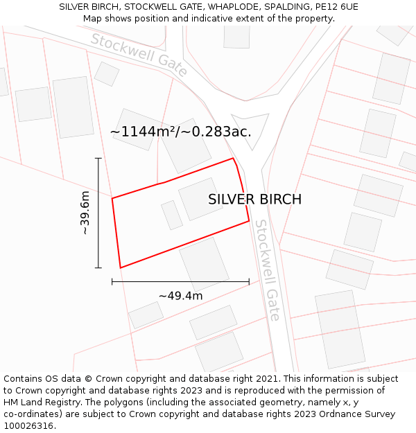 SILVER BIRCH, STOCKWELL GATE, WHAPLODE, SPALDING, PE12 6UE: Plot and title map