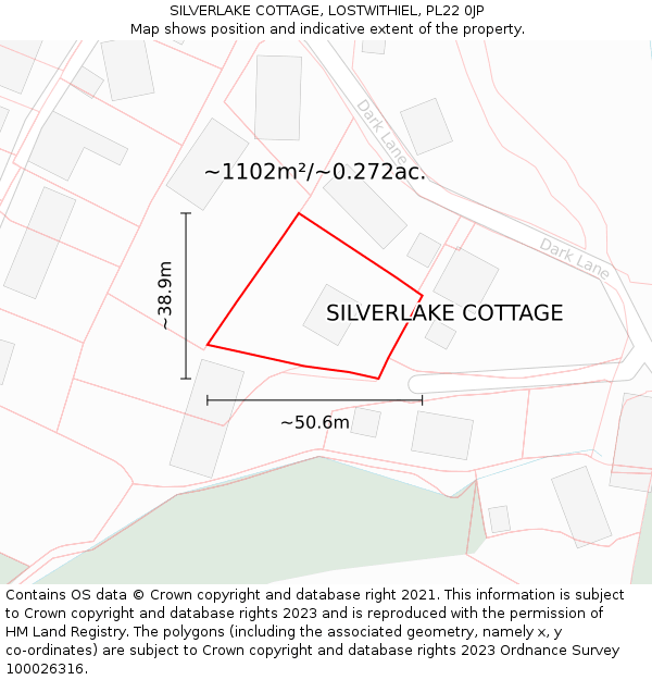 SILVERLAKE COTTAGE, LOSTWITHIEL, PL22 0JP: Plot and title map