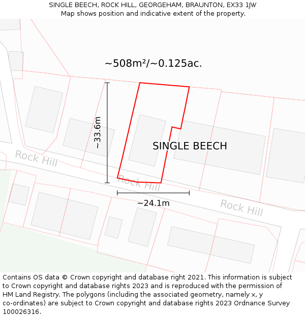 SINGLE BEECH, ROCK HILL, GEORGEHAM, BRAUNTON, EX33 1JW: Plot and title map