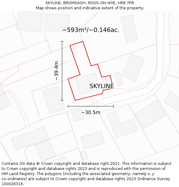 SKYLINE, BROMSASH, ROSS-ON-WYE, HR9 7PR: Plot and title map