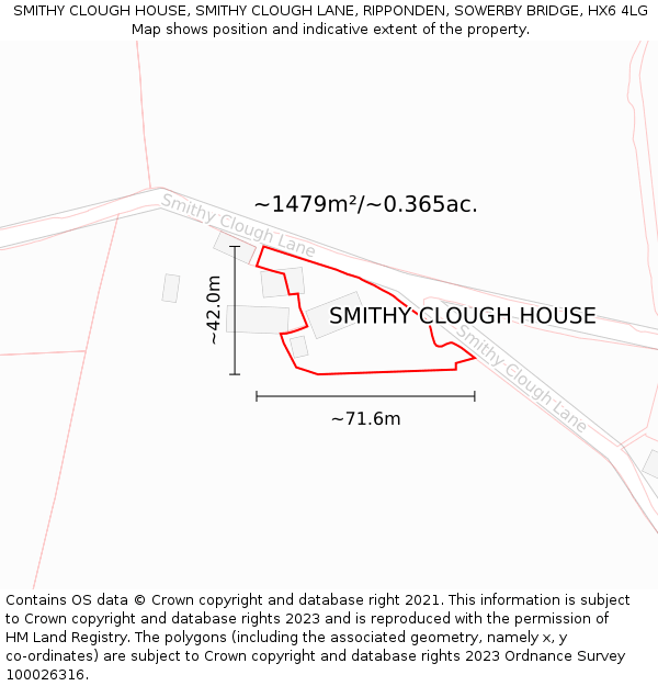 SMITHY CLOUGH HOUSE, SMITHY CLOUGH LANE, RIPPONDEN, SOWERBY BRIDGE, HX6 4LG: Plot and title map