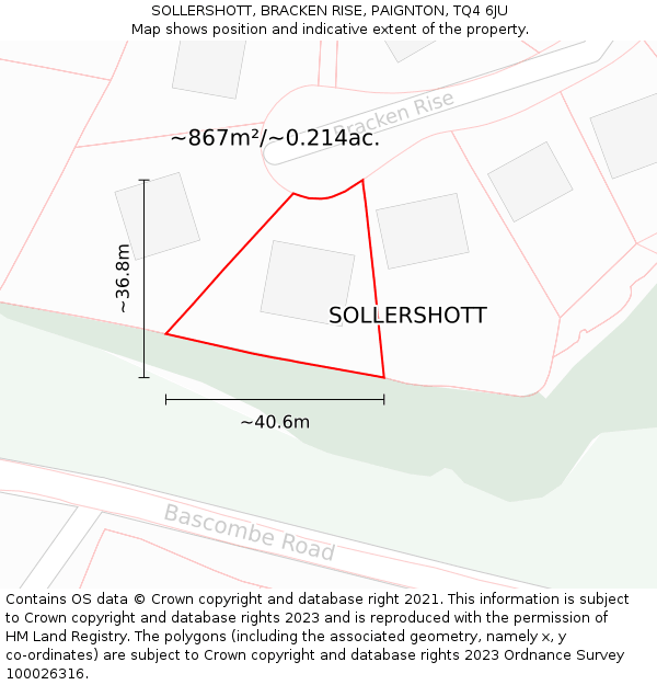 SOLLERSHOTT, BRACKEN RISE, PAIGNTON, TQ4 6JU: Plot and title map