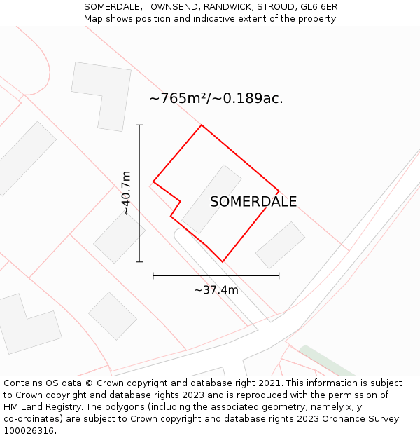 SOMERDALE, TOWNSEND, RANDWICK, STROUD, GL6 6ER: Plot and title map