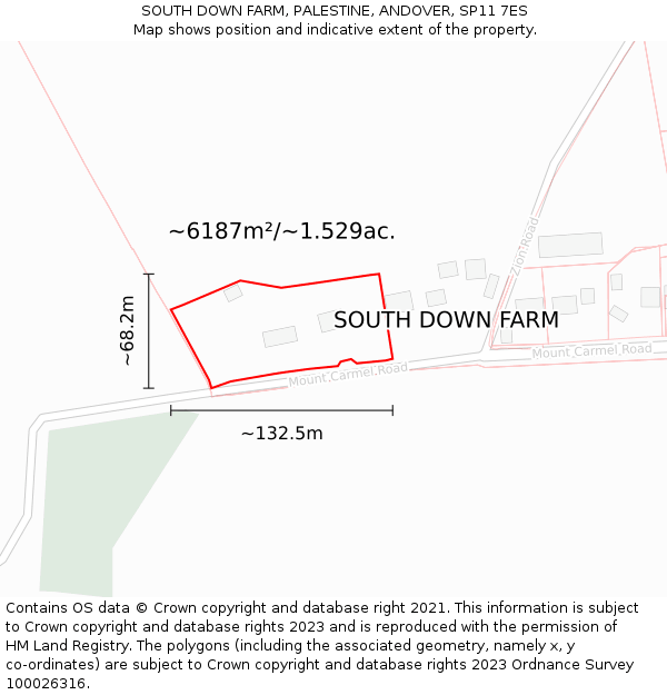 SOUTH DOWN FARM, PALESTINE, ANDOVER, SP11 7ES: Plot and title map