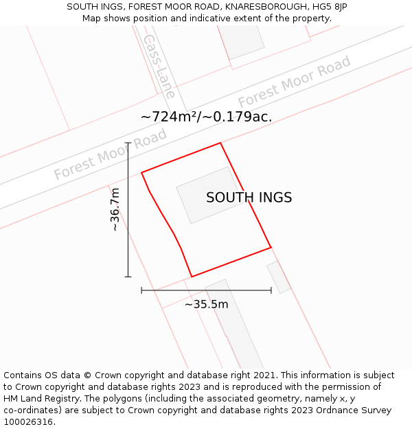 SOUTH INGS, FOREST MOOR ROAD, KNARESBOROUGH, HG5 8JP: Plot and title map