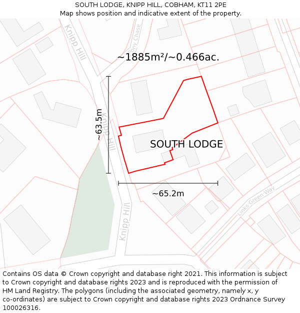 SOUTH LODGE, KNIPP HILL, COBHAM, KT11 2PE: Plot and title map