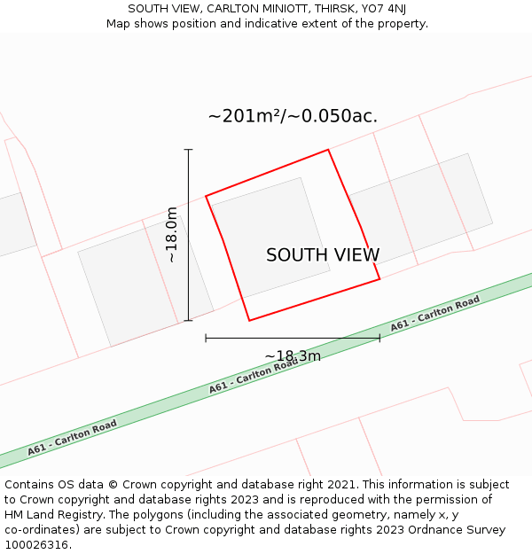 SOUTH VIEW, CARLTON MINIOTT, THIRSK, YO7 4NJ: Plot and title map