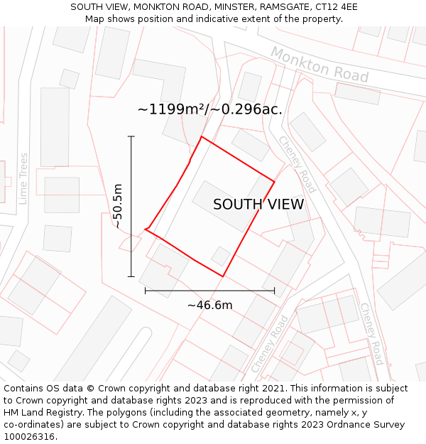 SOUTH VIEW, MONKTON ROAD, MINSTER, RAMSGATE, CT12 4EE: Plot and title map