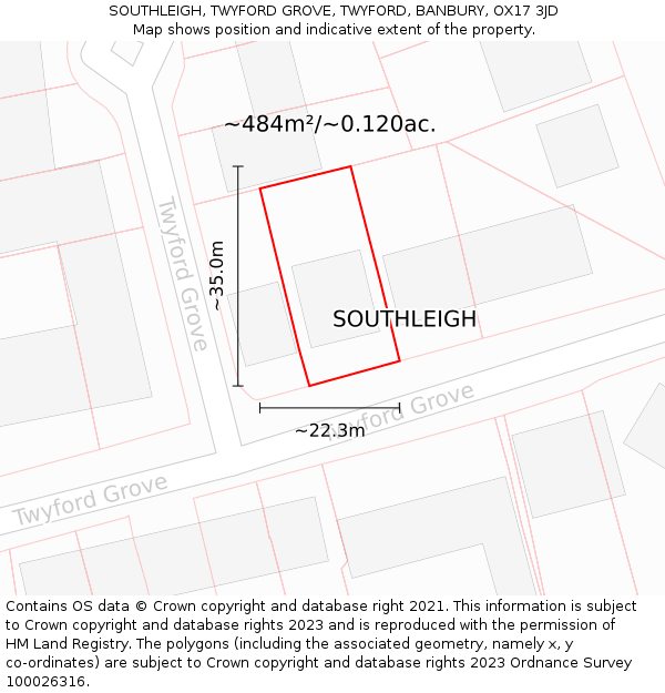 SOUTHLEIGH, TWYFORD GROVE, TWYFORD, BANBURY, OX17 3JD: Plot and title map