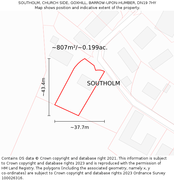 SOUTHOLM, CHURCH SIDE, GOXHILL, BARROW-UPON-HUMBER, DN19 7HY: Plot and title map