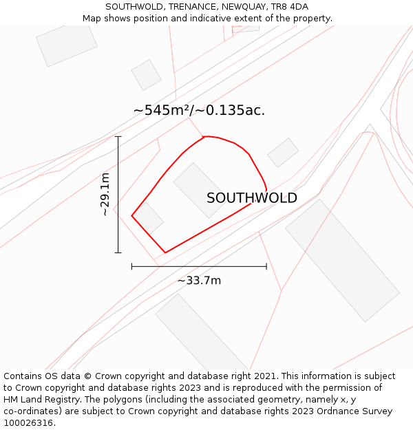 SOUTHWOLD, TRENANCE, NEWQUAY, TR8 4DA: Plot and title map