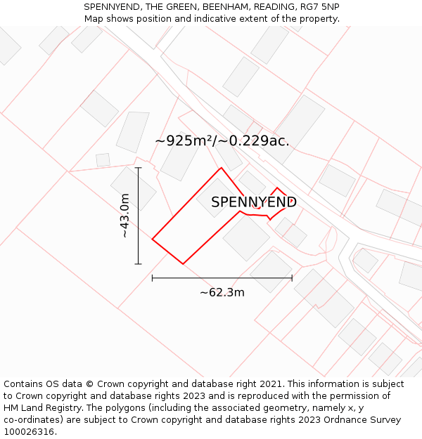 SPENNYEND, THE GREEN, BEENHAM, READING, RG7 5NP: Plot and title map