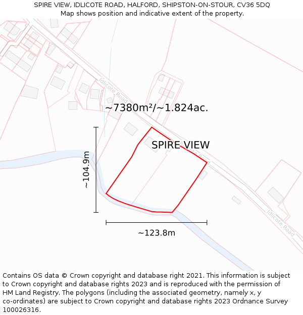 SPIRE VIEW, IDLICOTE ROAD, HALFORD, SHIPSTON-ON-STOUR, CV36 5DQ: Plot and title map