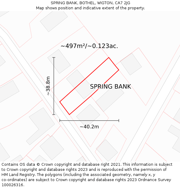 SPRING BANK, BOTHEL, WIGTON, CA7 2JG: Plot and title map