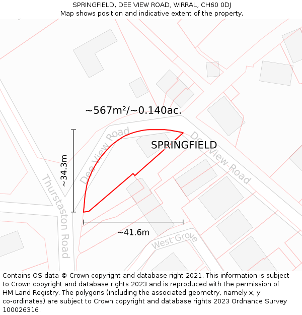 SPRINGFIELD, DEE VIEW ROAD, WIRRAL, CH60 0DJ: Plot and title map