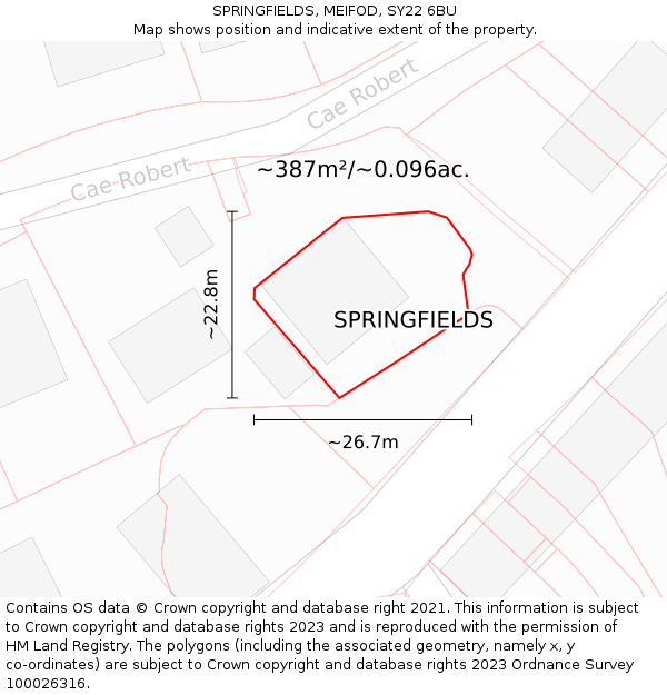 SPRINGFIELDS, MEIFOD, SY22 6BU: Plot and title map