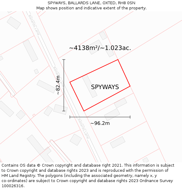 SPYWAYS, BALLARDS LANE, OXTED, RH8 0SN: Plot and title map