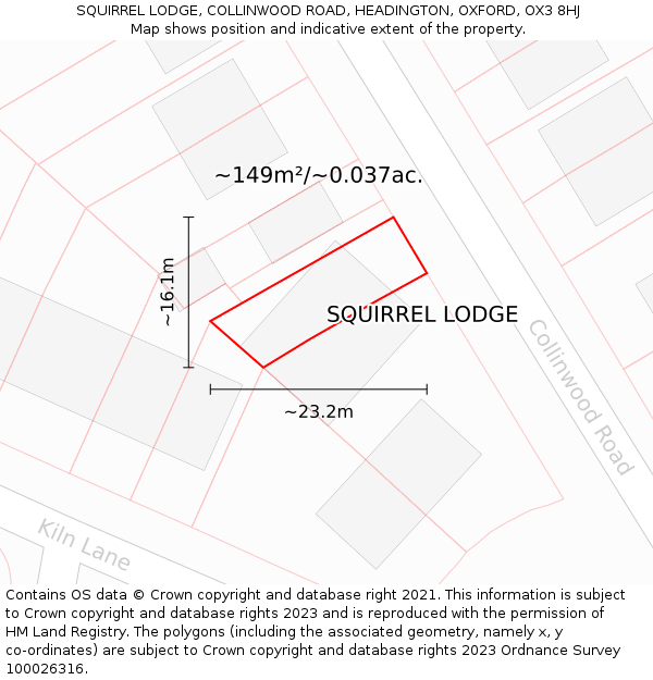 SQUIRREL LODGE, COLLINWOOD ROAD, HEADINGTON, OXFORD, OX3 8HJ: Plot and title map