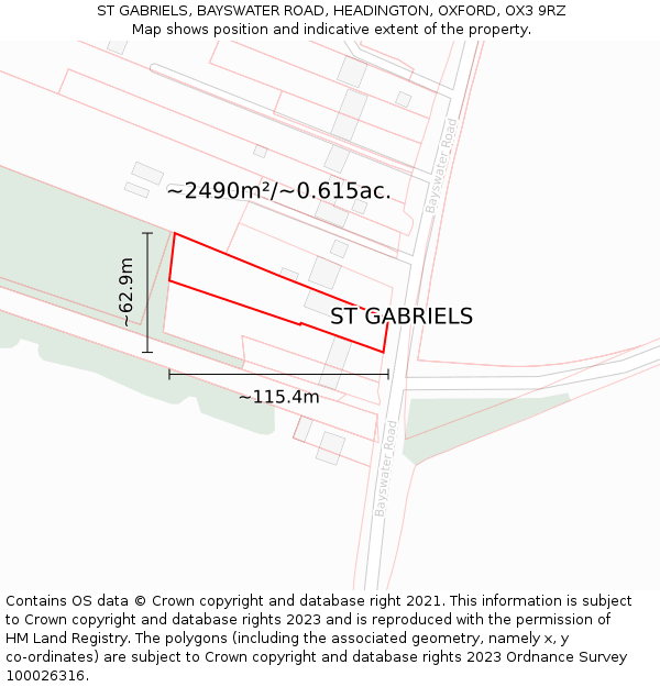 ST GABRIELS, BAYSWATER ROAD, HEADINGTON, OXFORD, OX3 9RZ: Plot and title map