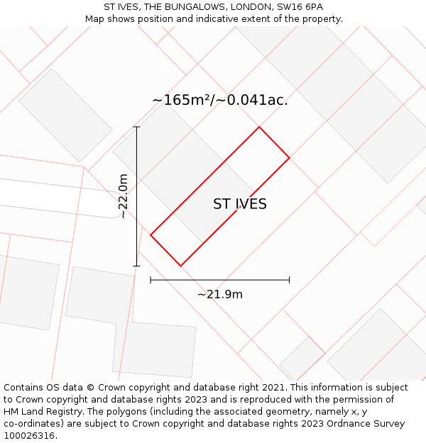 ST IVES, THE BUNGALOWS, LONDON, SW16 6PA: Plot and title map