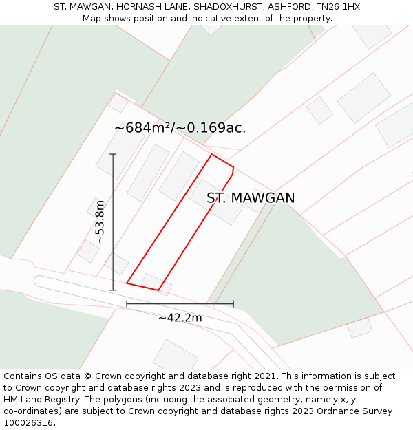 ST. MAWGAN, HORNASH LANE, SHADOXHURST, ASHFORD, TN26 1HX: Plot and title map