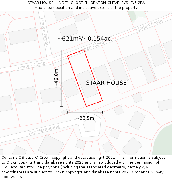 STAAR HOUSE, LINDEN CLOSE, THORNTON-CLEVELEYS, FY5 2RA: Plot and title map