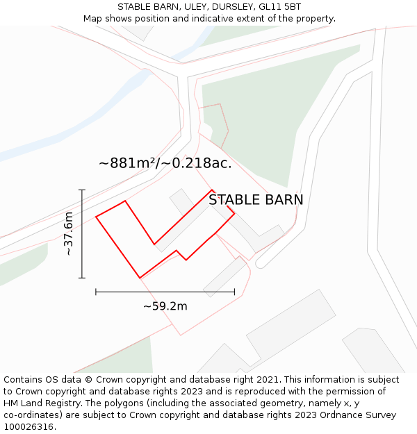 STABLE BARN, ULEY, DURSLEY, GL11 5BT: Plot and title map