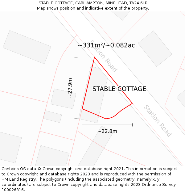 STABLE COTTAGE, CARHAMPTON, MINEHEAD, TA24 6LP: Plot and title map