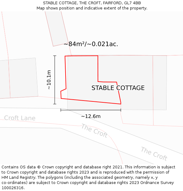 STABLE COTTAGE, THE CROFT, FAIRFORD, GL7 4BB: Plot and title map