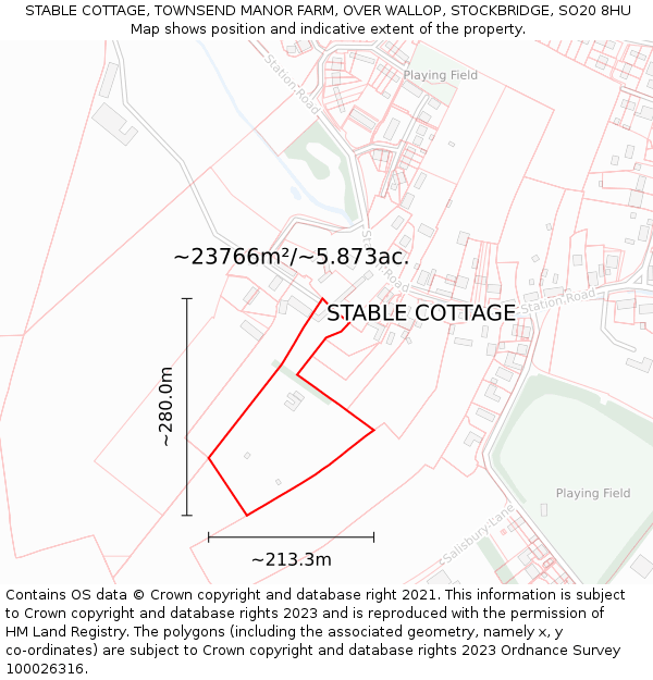 STABLE COTTAGE, TOWNSEND MANOR FARM, OVER WALLOP, STOCKBRIDGE, SO20 8HU: Plot and title map