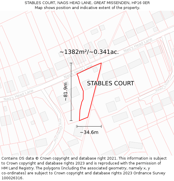 STABLES COURT, NAGS HEAD LANE, GREAT MISSENDEN, HP16 0ER: Plot and title map