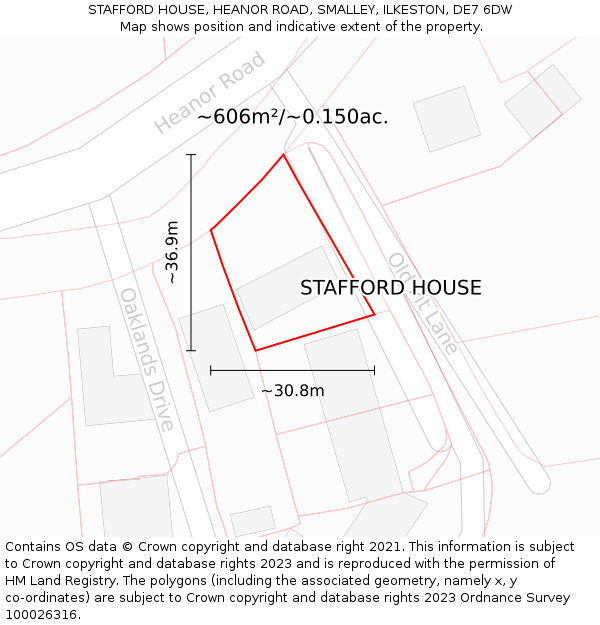 STAFFORD HOUSE, HEANOR ROAD, SMALLEY, ILKESTON, DE7 6DW: Plot and title map