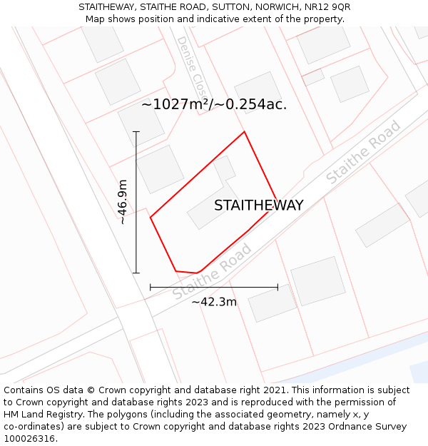 STAITHEWAY, STAITHE ROAD, SUTTON, NORWICH, NR12 9QR: Plot and title map