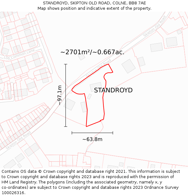 STANDROYD, SKIPTON OLD ROAD, COLNE, BB8 7AE: Plot and title map