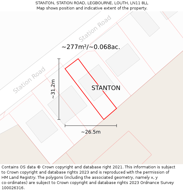 STANTON, STATION ROAD, LEGBOURNE, LOUTH, LN11 8LL: Plot and title map