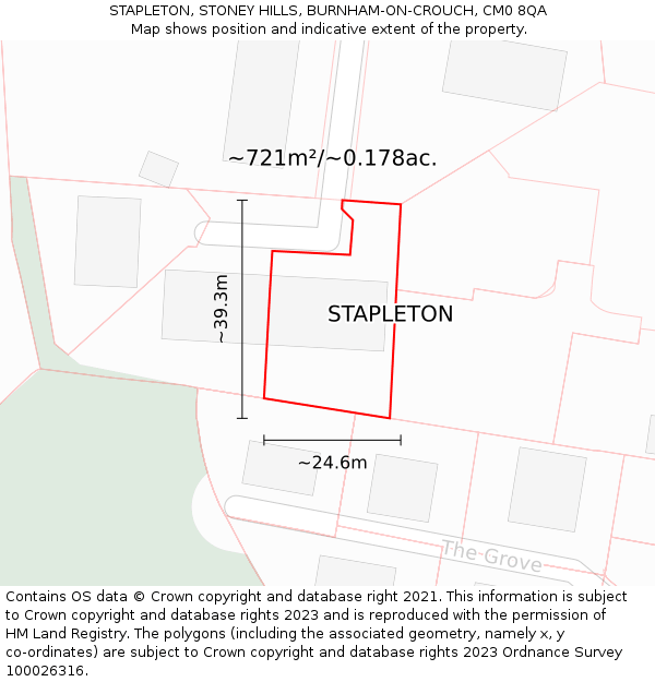 STAPLETON, STONEY HILLS, BURNHAM-ON-CROUCH, CM0 8QA: Plot and title map