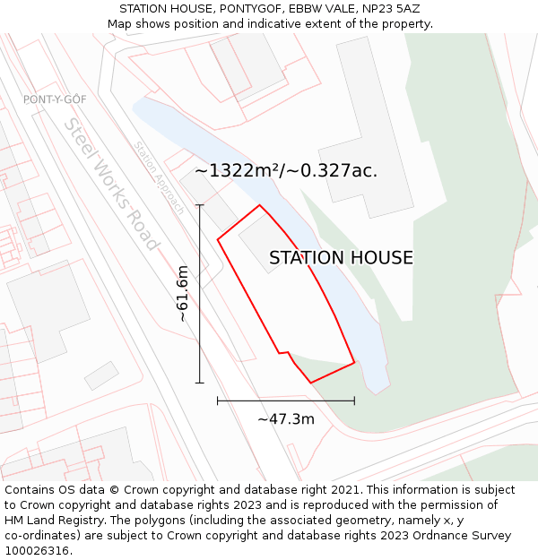 STATION HOUSE, PONTYGOF, EBBW VALE, NP23 5AZ: Plot and title map