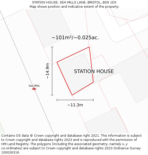 STATION HOUSE, SEA MILLS LANE, BRISTOL, BS9 1DX: Plot and title map