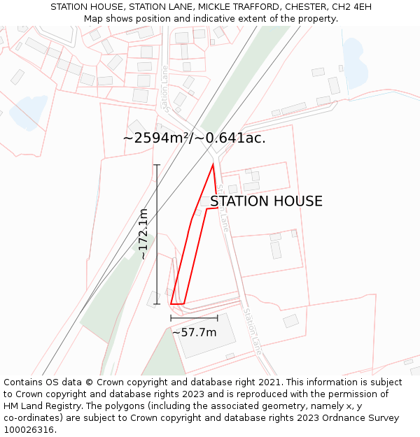 STATION HOUSE, STATION LANE, MICKLE TRAFFORD, CHESTER, CH2 4EH: Plot and title map